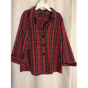 Christmas Vibes Plaid Button Down Top